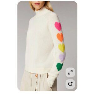 From Future Cashmere Mock Neck Rainbow Heart Sleeve Jumper Sweater Size Small